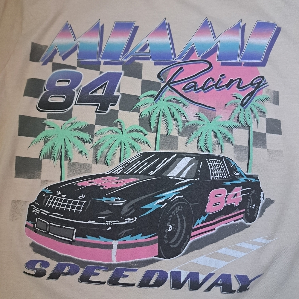 Thrift Shop Exchange MIAMI 84 RACING SPEEDWAY tshirt short sleeve Retro TEE S - Picture 3 of 6